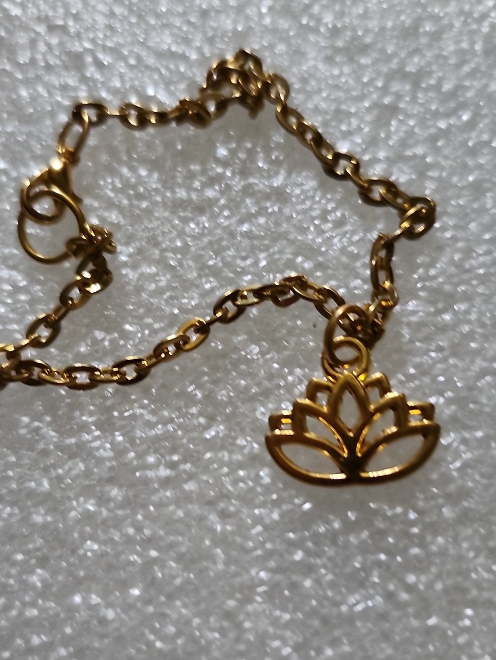 Hand Crafted Gold Lotus Charm Bracelet